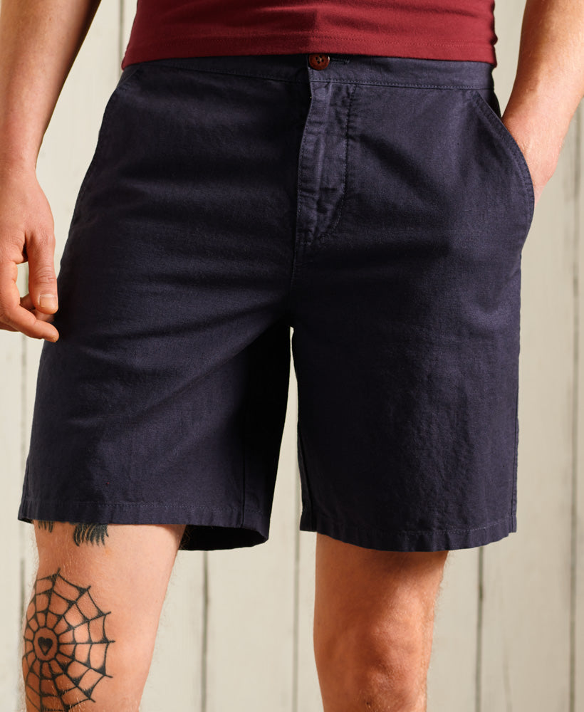 Linen Cali Beach Shorts - Dark Blue - Superdry Singapore