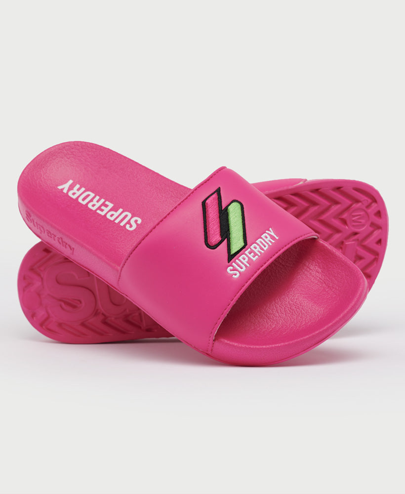 Women Patch Pool Sliders - Pink - Superdry Singapore