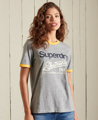Core Logo American Classics Ringer T-Shirt - Grey - Superdry Singapore