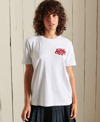 Script Style College Flocked T-Shirt - White - Superdry Singapore