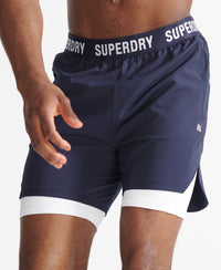 Train Double Layer Shorts - Navy - Superdry Singapore