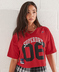 Varsity Arch Boxy T-Shirt-Red - Superdry Singapore