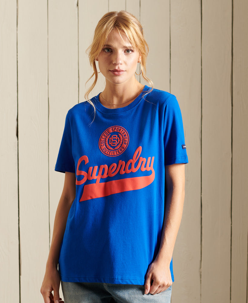 Script Style College T-Shirt - Blue - Superdry Singapore