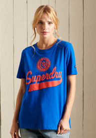 Script Style College T-Shirt - Blue - Superdry Singapore