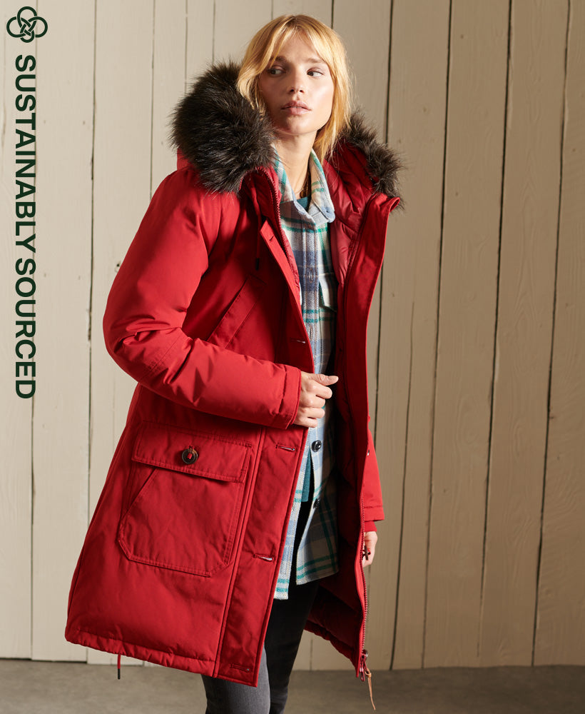 Rookie Down Parka Coat - Red - Superdry Singapore