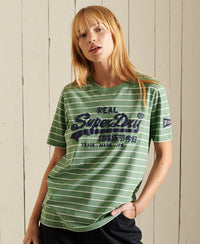 Vintage Logo Source Striped T-Shirt-Green - Superdry Singapore