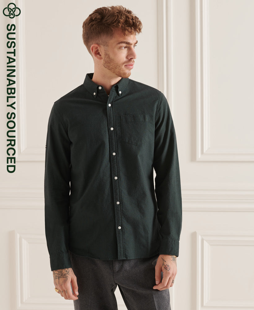 Organic Cotton Uni Oxford Shirt - Green - Superdry Singapore