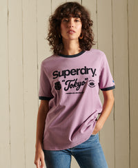 Core Logo American Classics Ringer T-Shirt - Purple - Superdry Singapore