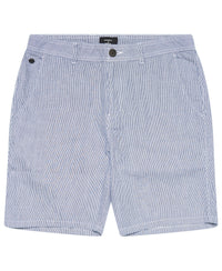 Organic Cotton Studios Linen Turn Up Shorts - Thin Blue Stripe - Superdry Singapore