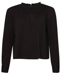 Smocked Long Sleeve Woven Top - Black - Superdry Singapore