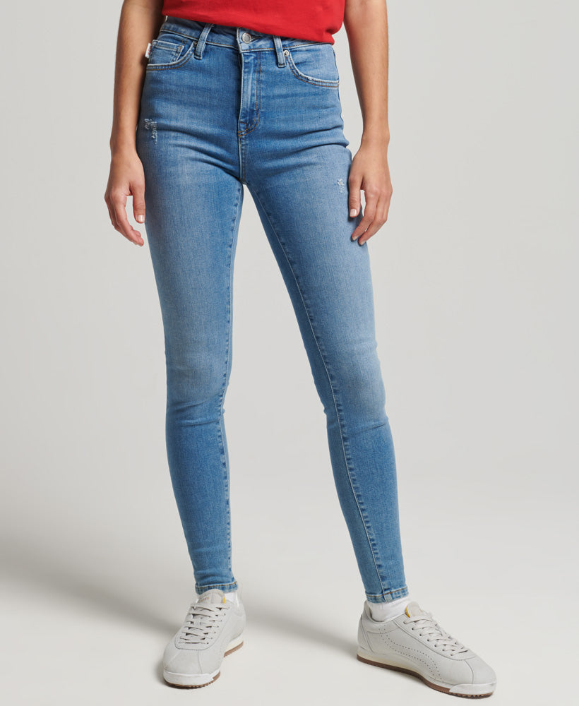 High Rise Skinny Jeans - Blue - Superdry Singapore