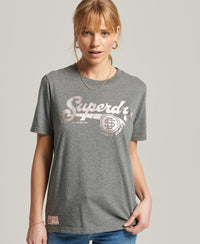 Vintage Script Style Coll Tee-Rich Charcoal Marl - Superdry Singapore