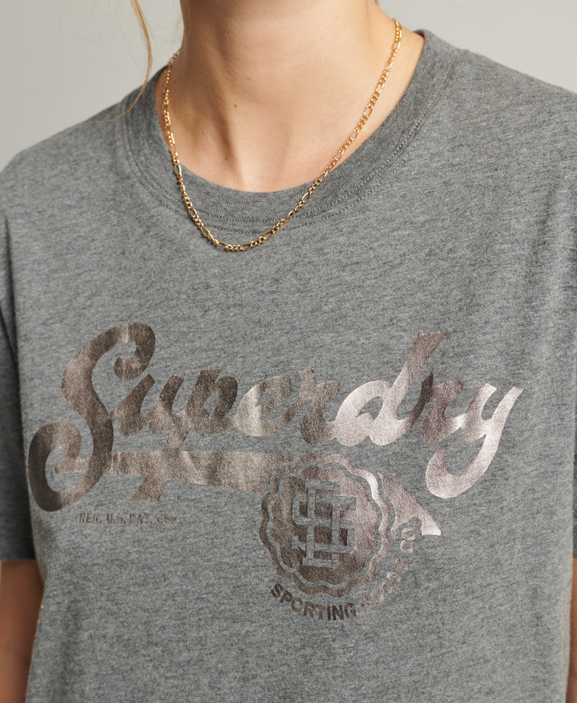Vintage Script Style Coll Tee-Rich Charcoal Marl - Superdry Singapore