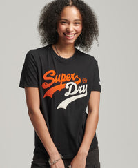 Vintage Logo Interest T-Shirt -  Orange/Black - Superdry Singapore