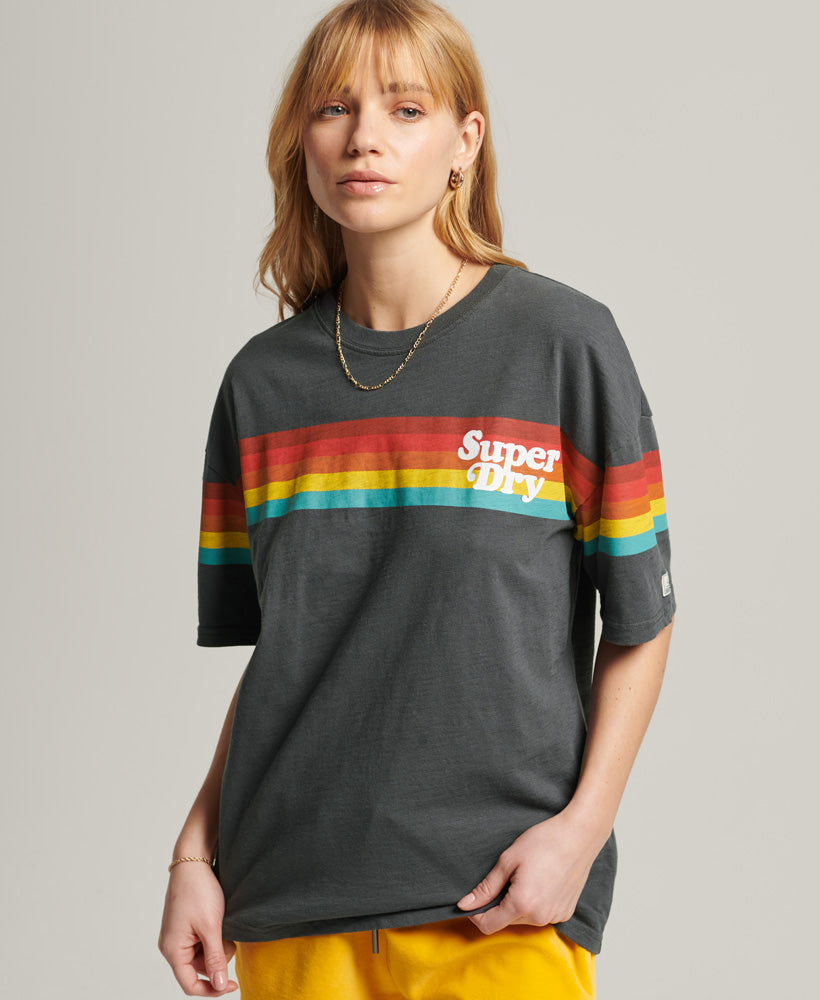 Vintage Cali Stripe T-shirt - Charcoal - Superdry Singapore
