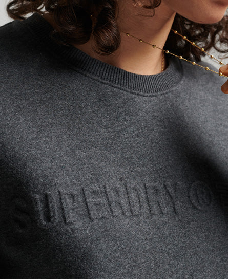 Vintage Corp Logo Marl Crew - Charcoal Marl - Superdry Singapore