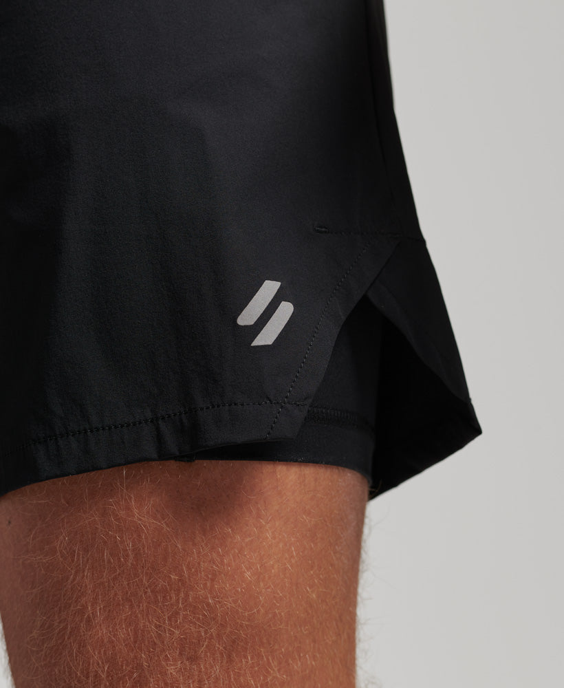 Run Premium Layered Shorts - Black - Superdry Singapore
