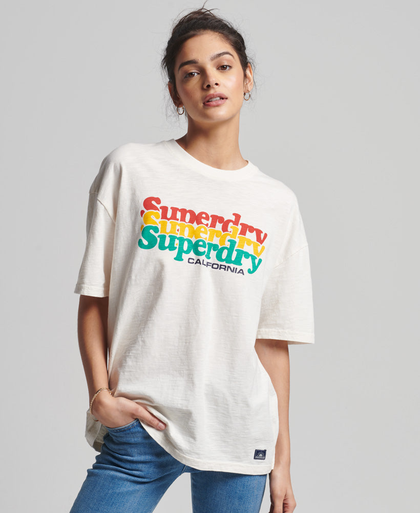 Vintage Cali Stripe T-shirt - Winter White - Superdry Singapore