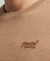 Organic Cotton Vintage Logo Embroidered T-Shirt - Tan - Superdry Singapore