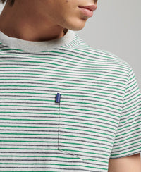 Organic Cotton Vintage Stripe T-shirt - Preppy Green Stripe - Superdry Singapore