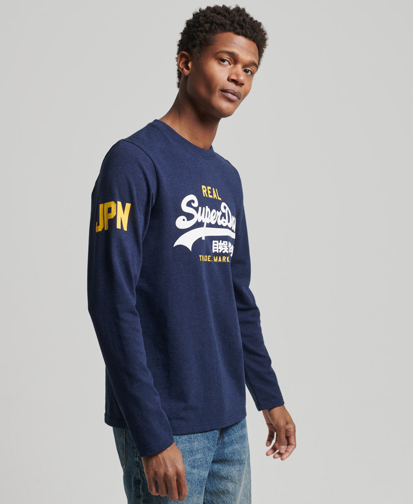 Vintage Logo Classic Long Sleeve Top - Midnight Blue - Superdry Singapore