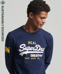 Vintage Logo Classic Long Sleeve Top - Midnight Blue - Superdry Singapore
