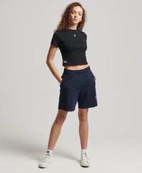 Code Essential Fitted Crop Tee - Black - Superdry Singapore