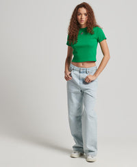 Code Essential Fitted Crop Tee - Bright Green - Superdry Singapore