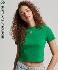 Code Essential Fitted Crop Tee - Bright Green - Superdry Singapore
