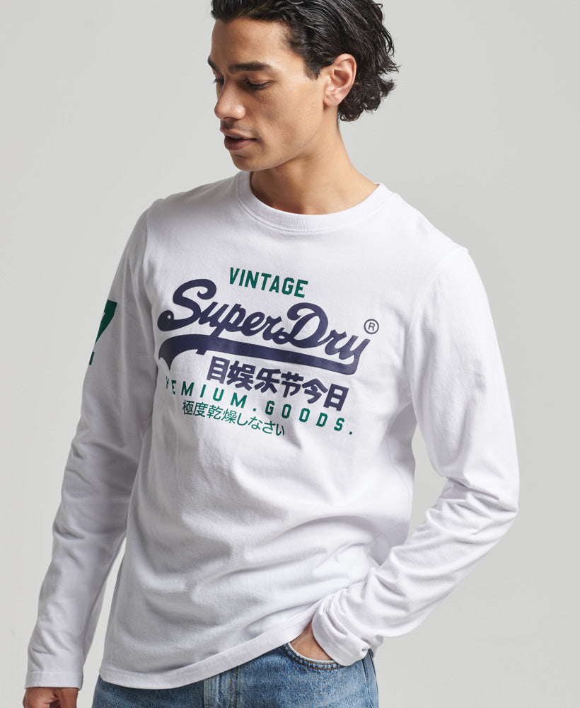 Vintage Logo Classic Long Sleeve Top - White - Superdry Singapore