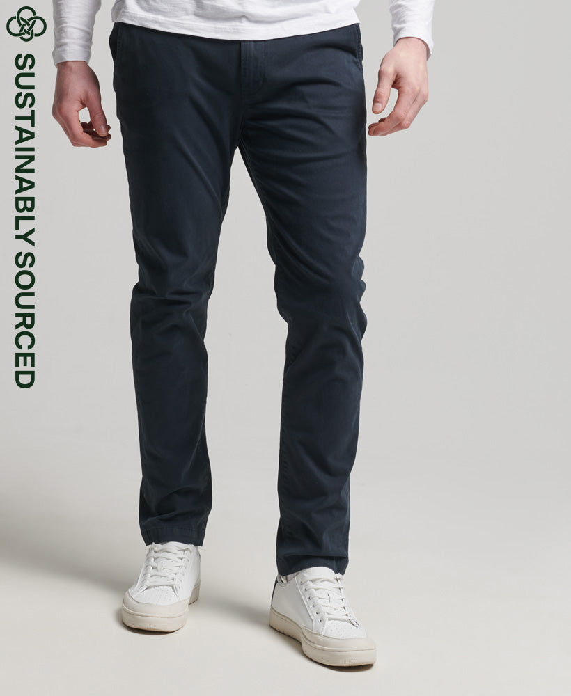 Organic Cotton Core Slim Chino Trousers-Navy - Superdry Singapore