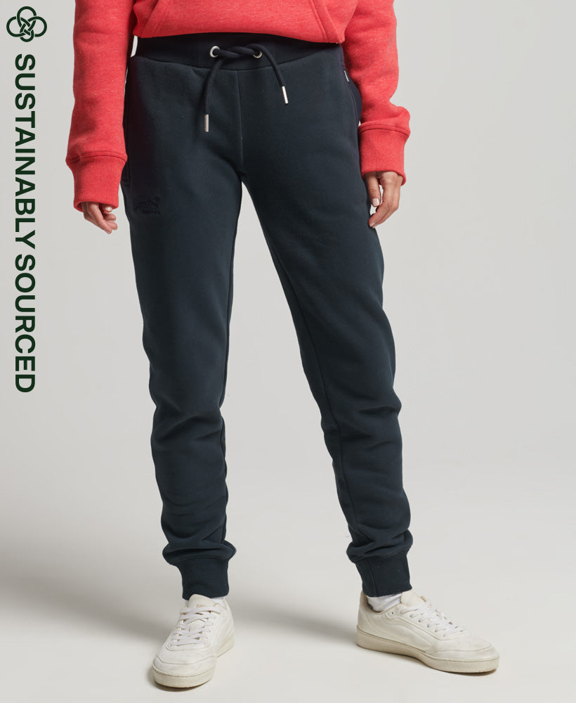 Organic Cotton Vintage Logo Embroidered Joggers - Navy - Superdry Singapore