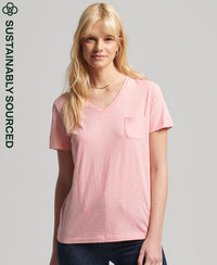 Organic Cotton Studios Pocket V-Neck T-Shirt-Pink - Superdry Singapore