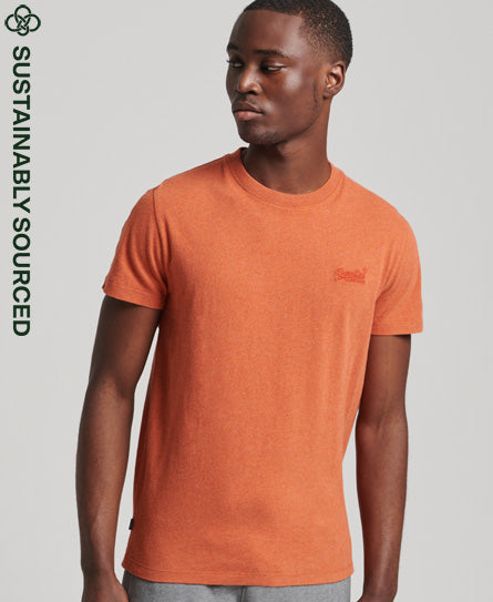 Organic Cotton Vintage Logo Embroidered T-Shirt - Rust Orange Marl - Superdry Singapore