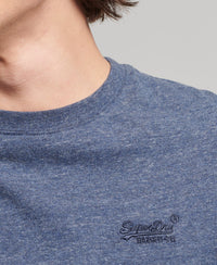 Organic Cotton Vintage Logo Embroidered T-Shirt - Navy Marl - Superdry Singapore