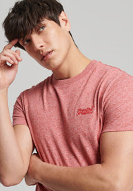 Organic Cotton Vintage Logo Embroidered T-Shirt - Red Grit - Superdry Singapore