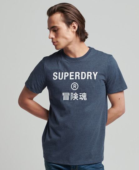 Vintage Corporation Logo Marl T-Shirt - Princeton Blue Marl - Superdry Singapore