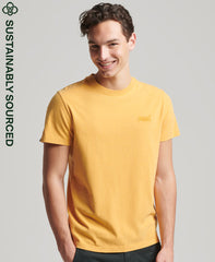 Organic Cotton Vintage Logo Embroidered T-Shirt - Yellow