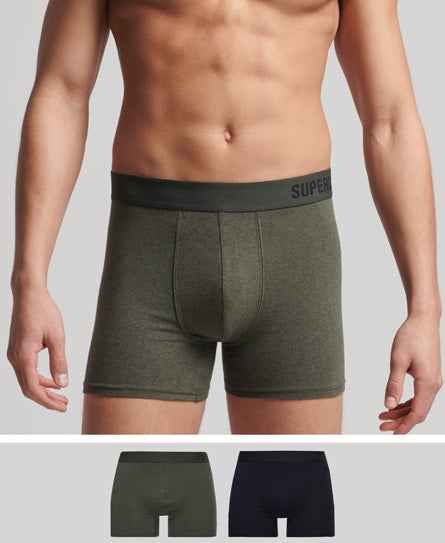 Boxer Offset Double Pack - Black/Olive - Superdry Singapore