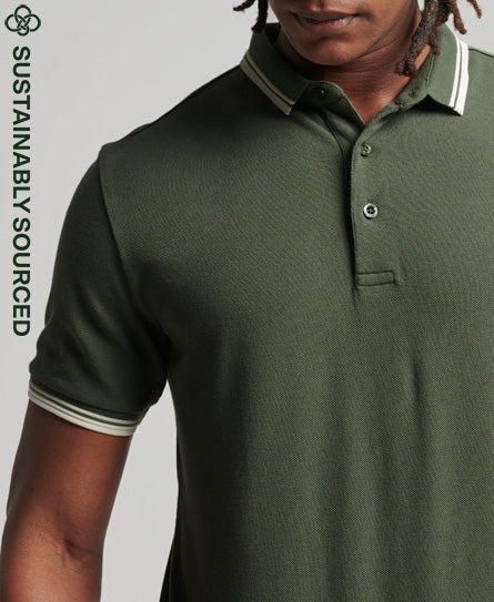 Studios Tipped Pique Polo - Thyme - Superdry Singapore