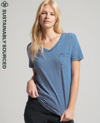 Organic Cotton Pocket V-Neck T-Shirt-Blue - Superdry Singapore