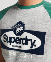 Core Logo Graphic Raglan T-Shirt - Athletic Grey Marl - Superdry Singapore