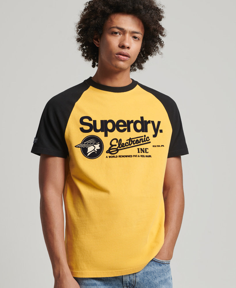 Core Logo Graphic Raglan T-Shirt - Pigment Yellow - Superdry Singapore