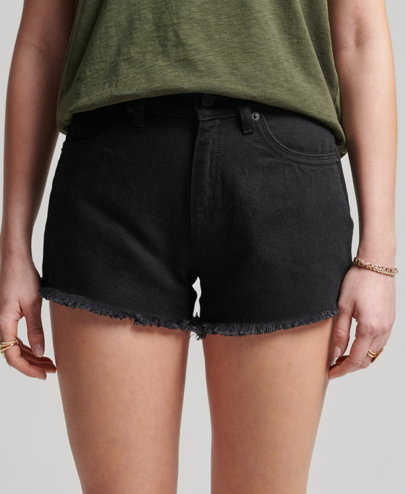 Black denim short shorts Clearance