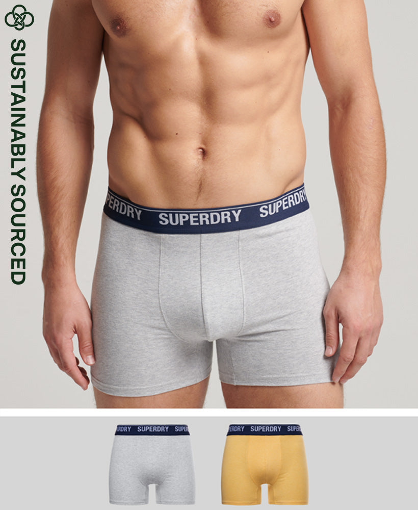 Organic Cotton Boxer Double Pack - Yellow/Grey - Superdry Singapore