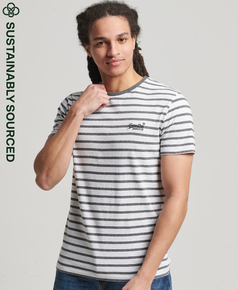 Organic Cotton Orange Label Stripe T-Shirt - Black - Superdry Singapore