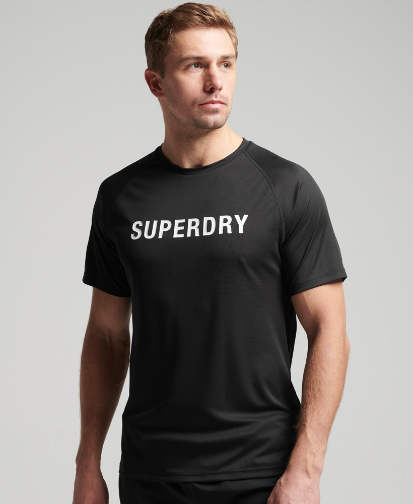 Train Active Logo Short Sleeve T Shirt-BLACK - Superdry Singapore