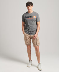 Core Logo Graphic Ringer T-Shirt - Rich Charcoal Marl - Superdry Singapore