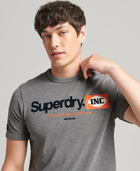 Core Logo Graphic Ringer T-Shirt - Rich Charcoal Marl - Superdry Singapore