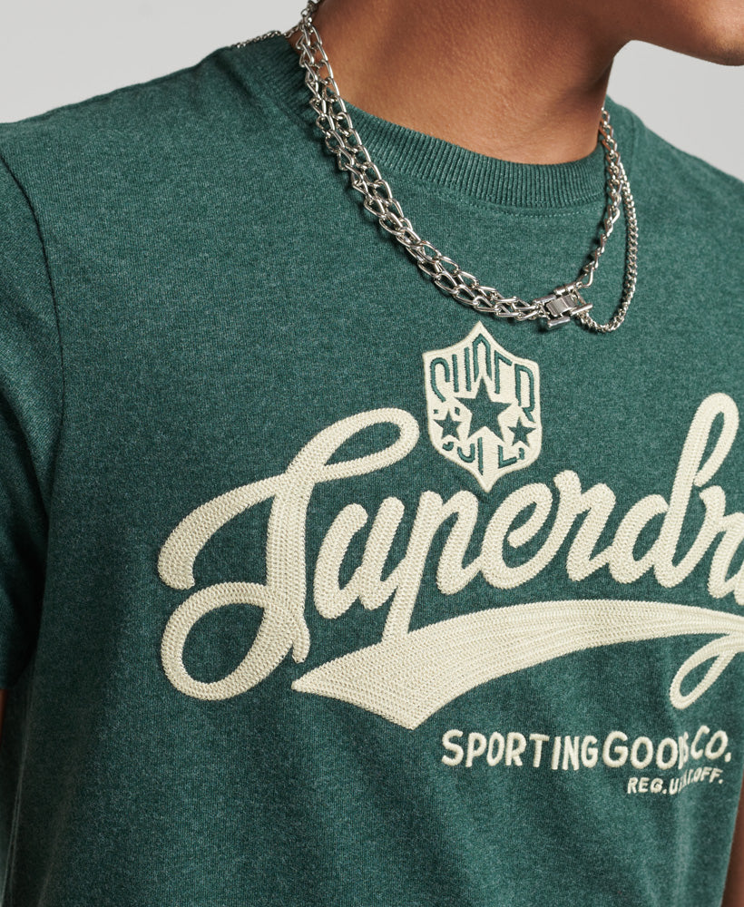 Vintage Script Style College T-Shirt - Enamel Green Marl - Superdry Singapore